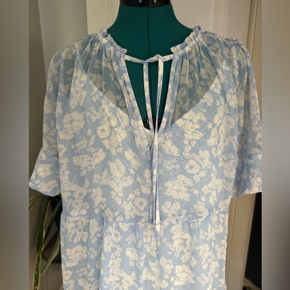 Abercrombie and Fitch boho tiered slip Blue Floral Dress - Picture 2 of 14